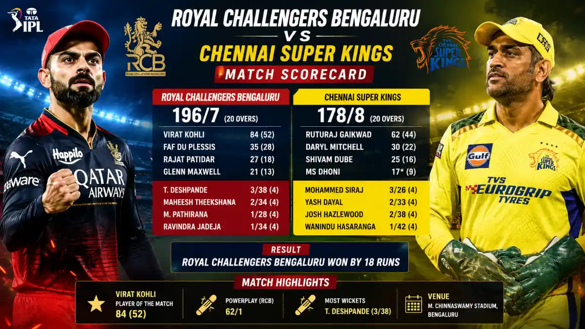 royal challengers bengaluru vs chennai super kings match scorecard