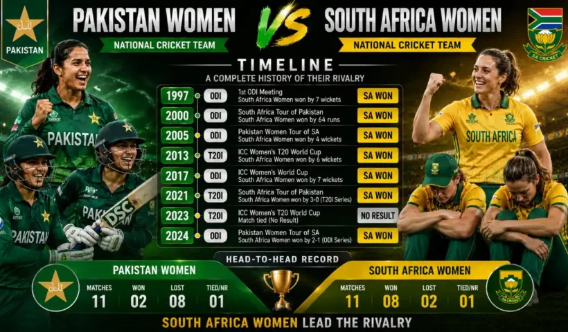 Pakistan women's national cricket team vs south Africa women's national cricket team timeline