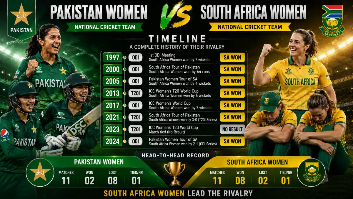 Pakistan women's national cricket team vs south Africa women's national cricket team timeline
