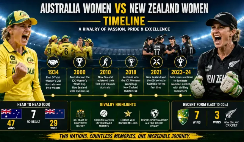 Australia Women's National Cricket Team vs New Zealand Women's National Cricket Team Timeline