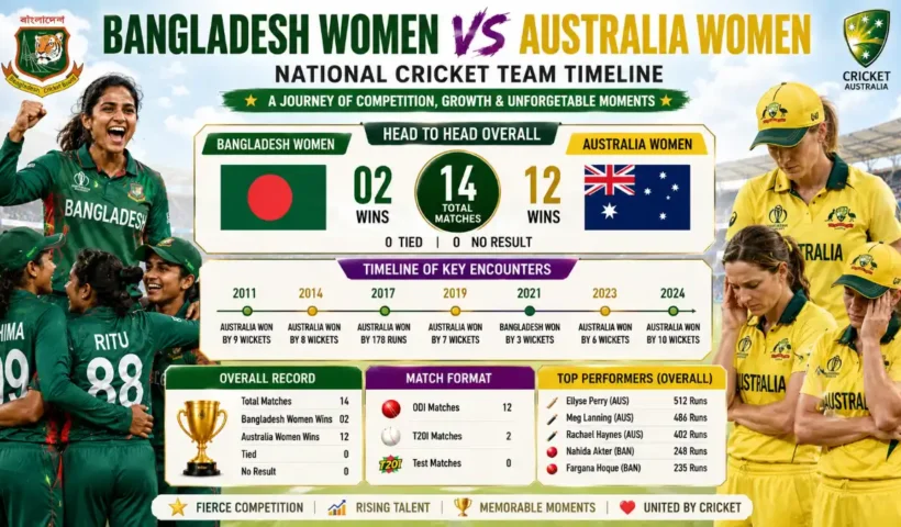 Bangladesh Women vs Australia Women's National Cricket Team Timeline