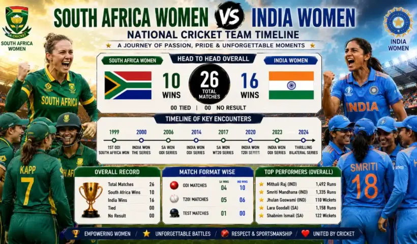 South Africa Women's National Cricket Team vs India Women's National Cricket Team Timeline