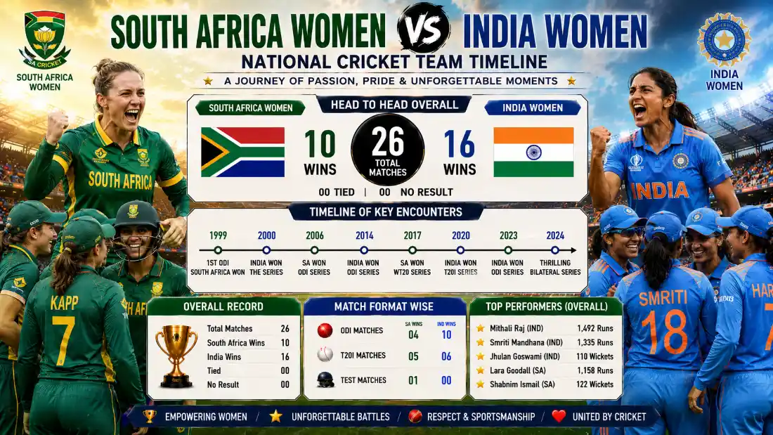 South Africa Women's National Cricket Team vs India Women's National Cricket Team Timeline
