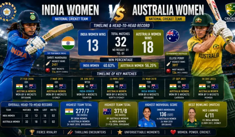 India women vs Australia women's national cricket team timeline