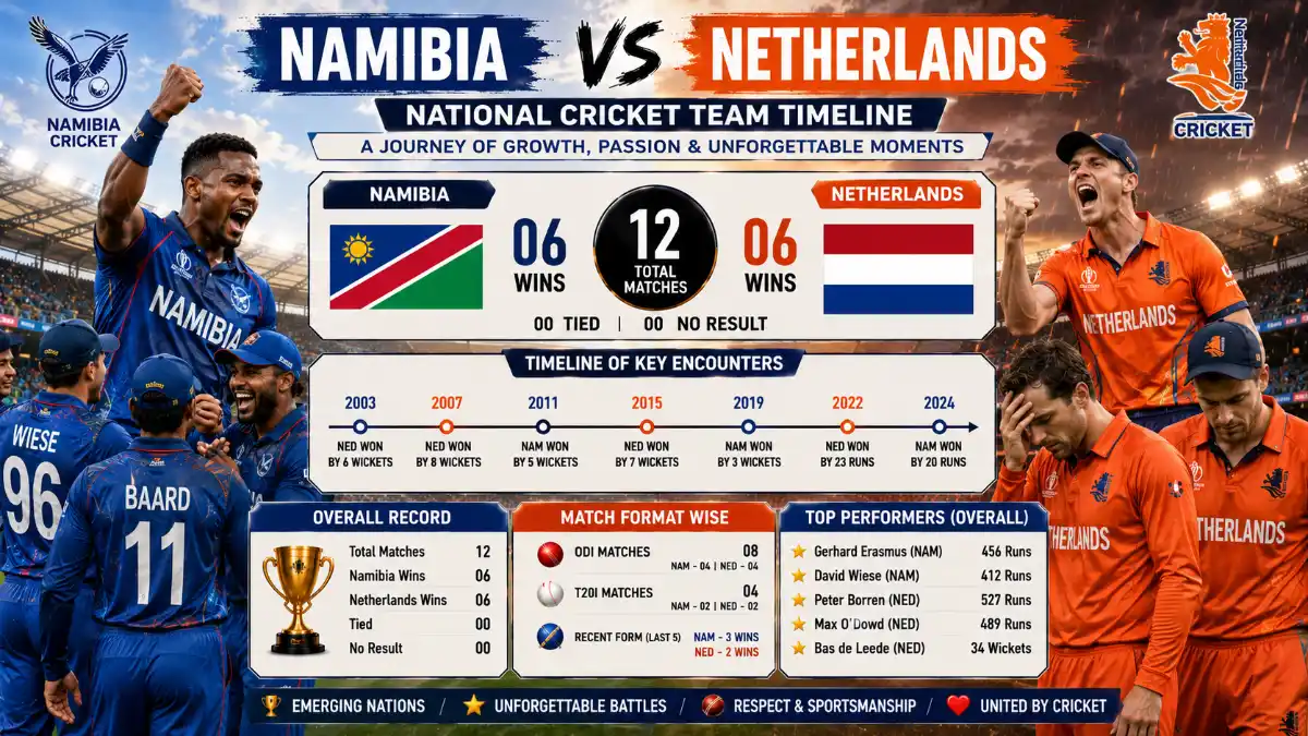 Namibia National Cricket Team vs Netherlands National Cricket Team Timeline