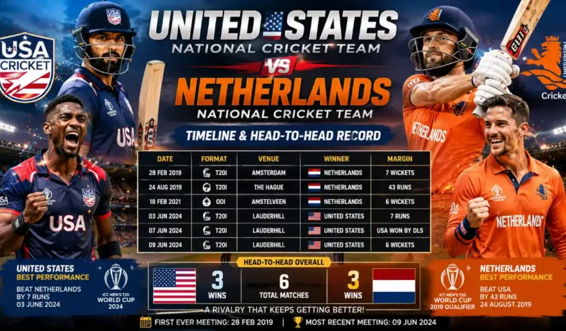 United States National Cricket Team vs Netherlands National Cricket Team Timeline