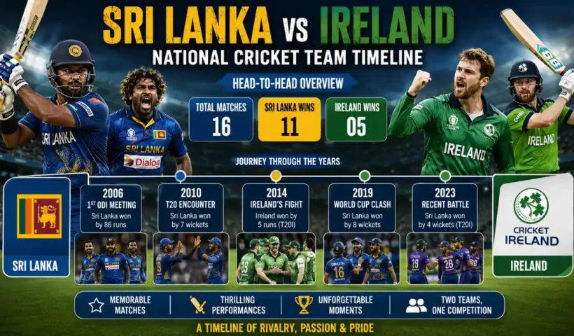 Sri Lanka National Cricket Team vs Ireland Cricket Team Timeline