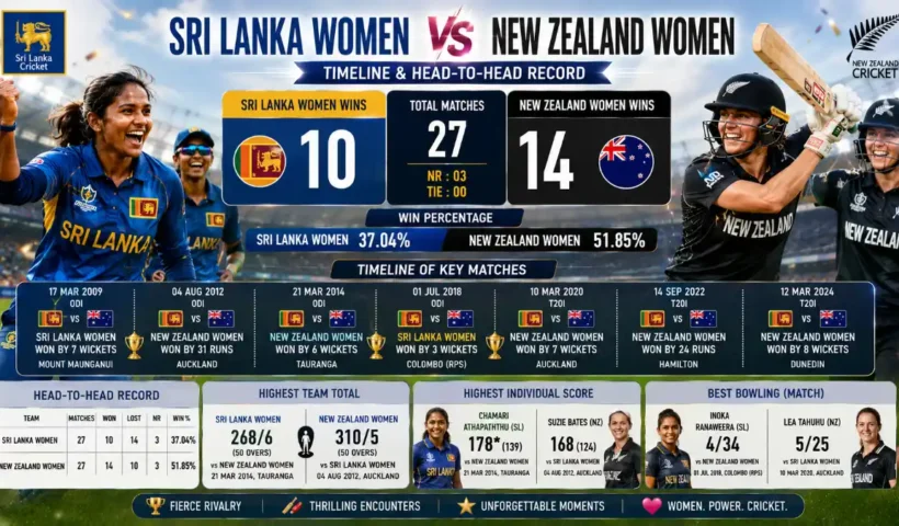 Sri Lanka Women vs New Zealand Women's National Cricket Team Timeline