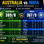 Australian men’s cricket team vs India national cricket team match scorecard