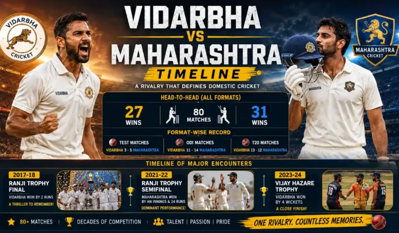 Vidarbha cricket team vs Maharashtra cricket team timeline