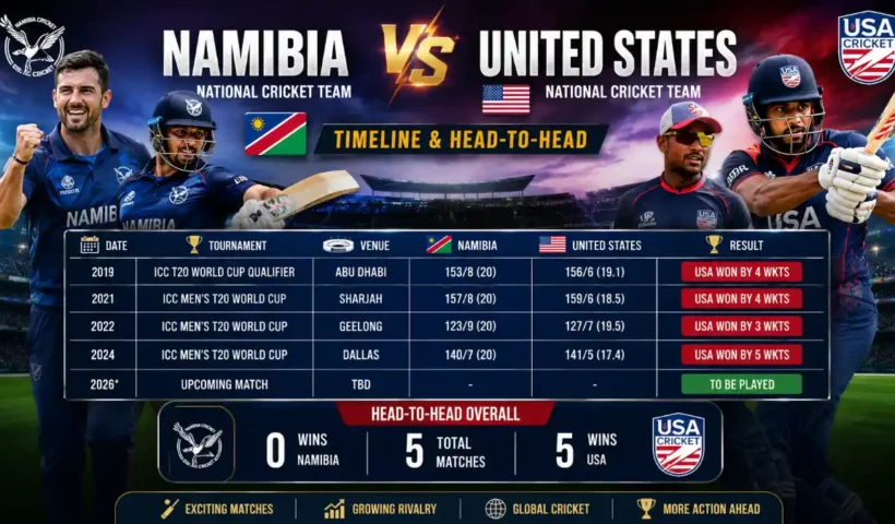 namibia national cricket team vs united states national cricket team timeline