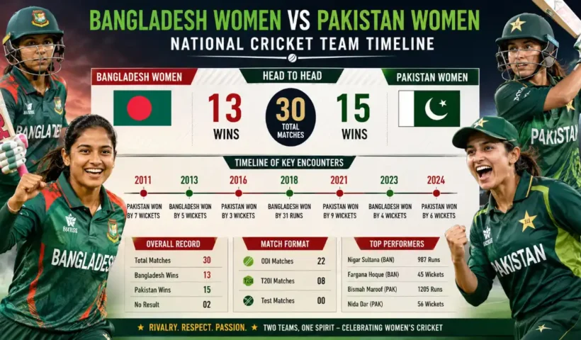 Bangladesh women vs Pakistan women's national cricket team timeline