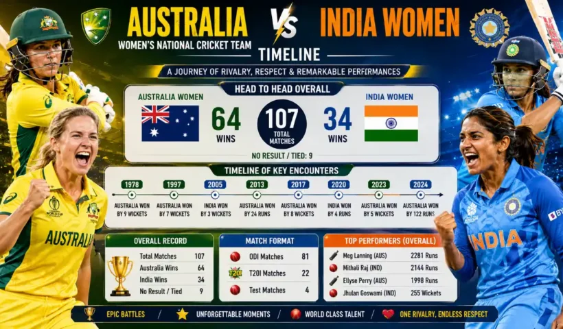 Australia women's national cricket team vs India women timeline