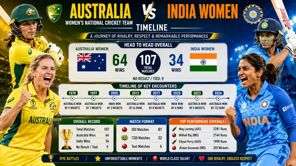 Australia women's national cricket team vs India women timeline