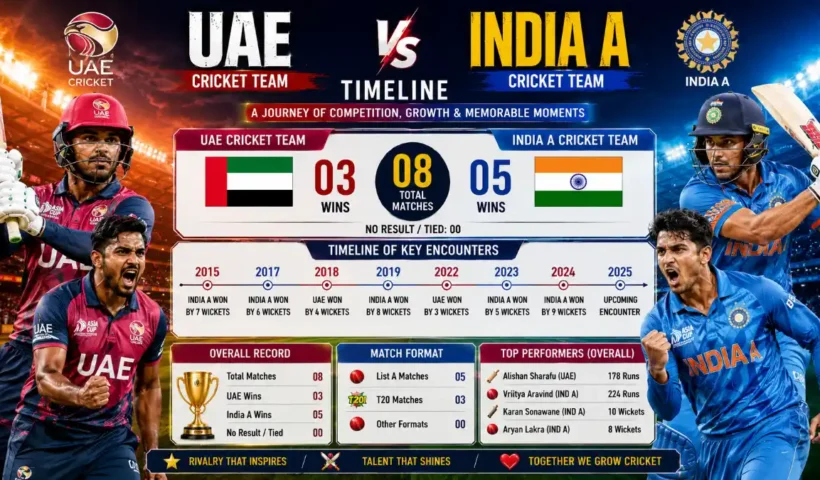 UAE cricket team vs India a cricket team timeline