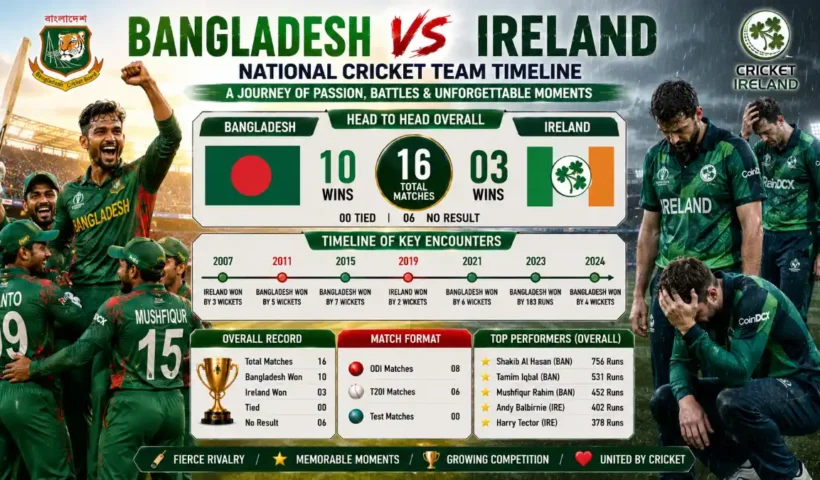 Bangladesh national cricket team vs Ireland cricket team timeline