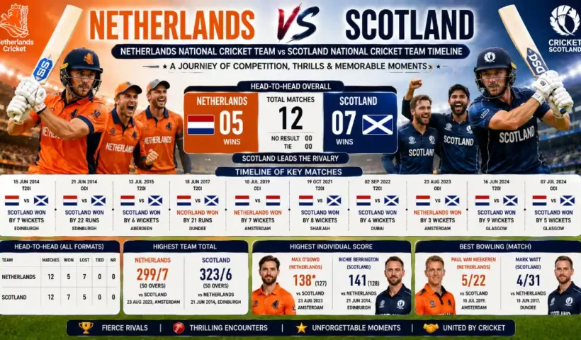 Netherlands National Cricket Team vs Scotland National Cricket Team Timeline