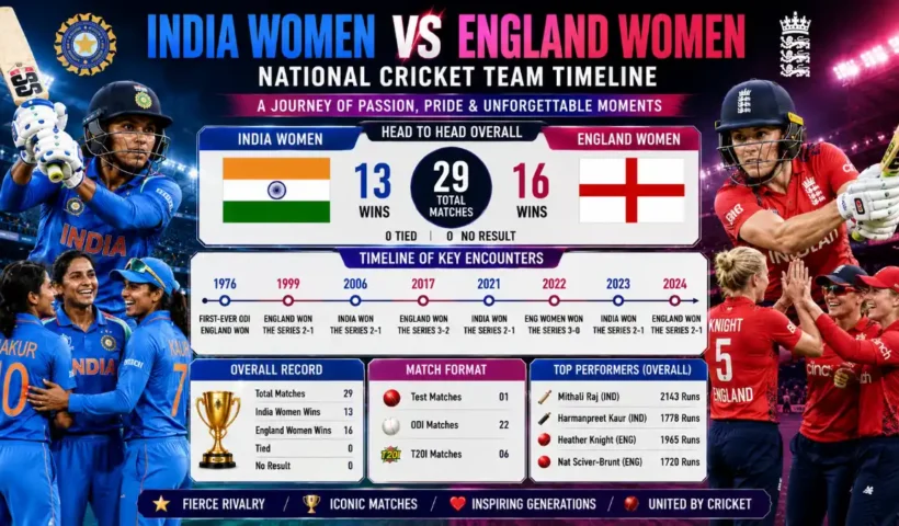 India women vs England women's national cricket team timeline