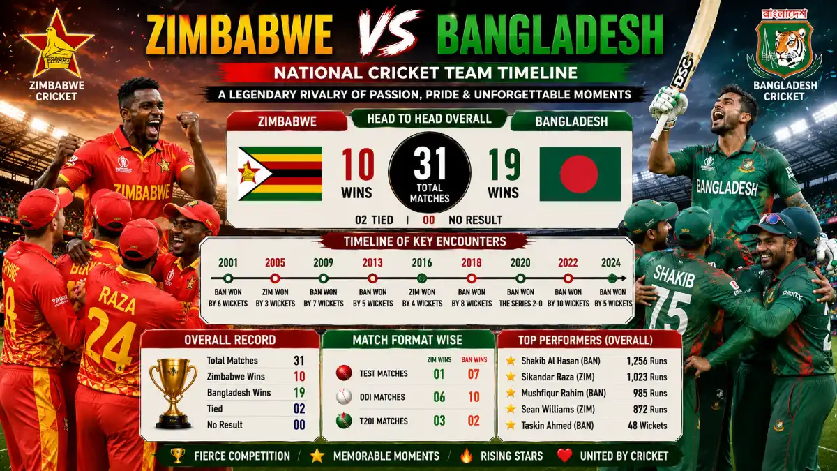Zimbabwe National Cricket Team vs Bangladesh National Cricket Team Timeline