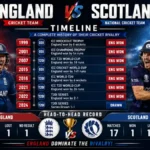 England cricket team vs Scotland national cricket team timeline