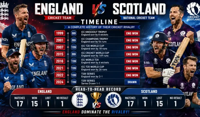 England cricket team vs Scotland national cricket team timeline