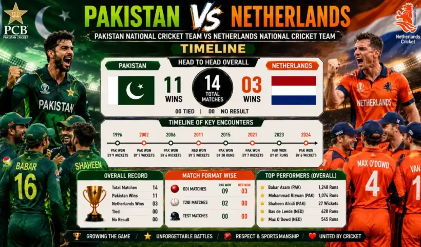 Pakistan National Cricket Team vs Netherlands National Cricket Team Timeline