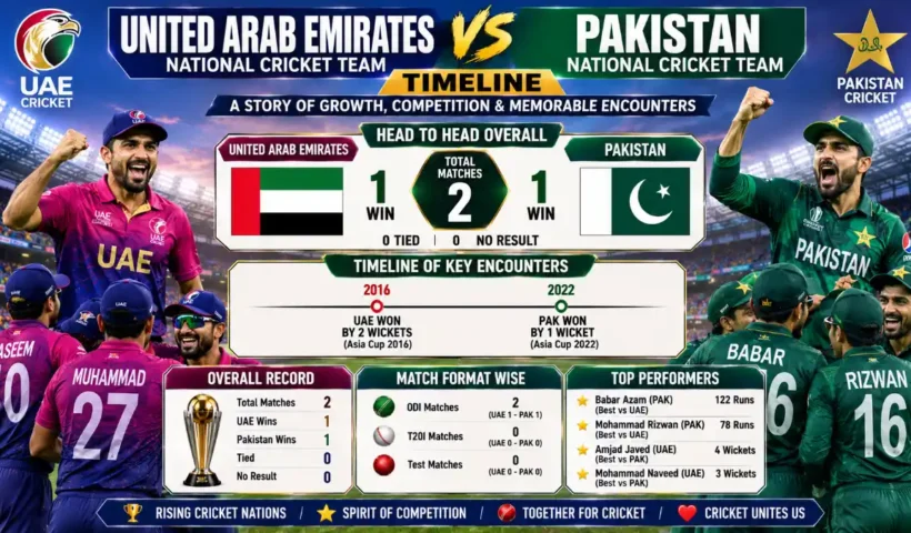 United Arab Emirates National Cricket Team vs Pakistan National Cricket Team Timeline