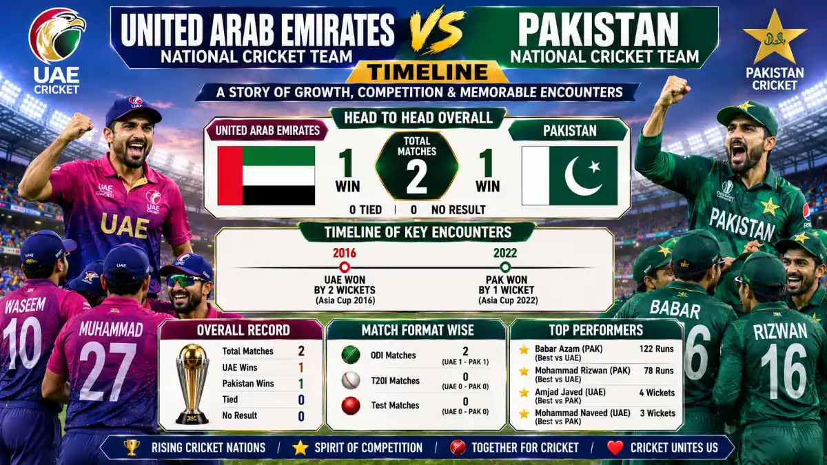United Arab Emirates National Cricket Team vs Pakistan National Cricket Team Timeline