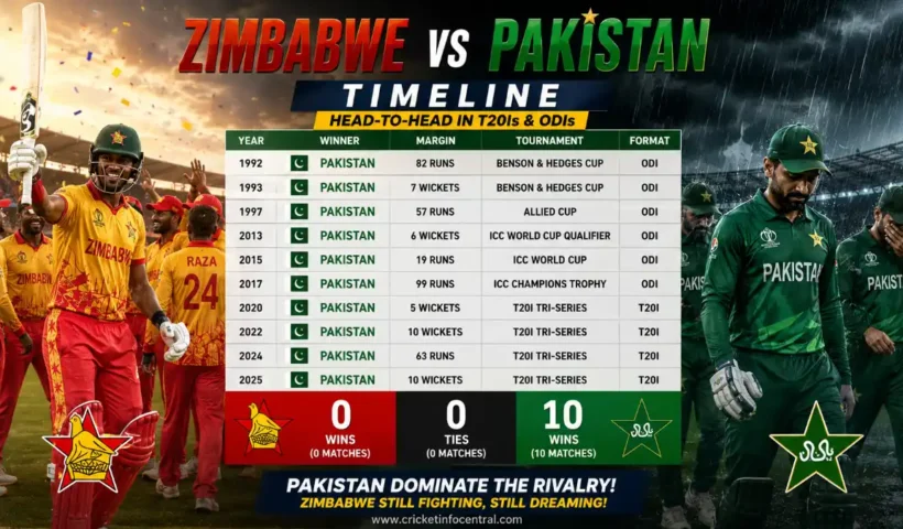 Zimbabwe National Cricket Team vs Pakistan National Cricket Team Timeline