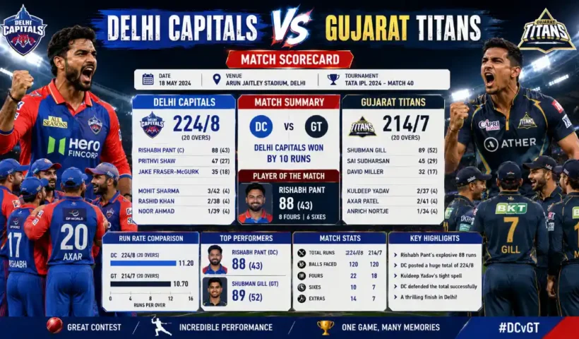 Delhi Capitals vs Gujarat Titans Match scorecard