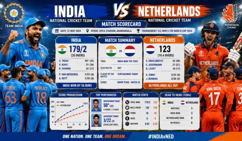 India National Cricket Team vs Netherlands National Cricket Team Match Scorecard