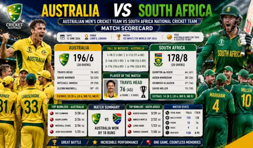 Australian Men’s Cricket Team vs South Africa National Cricket Team Match scorecard
